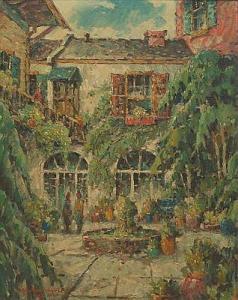 NACHORNY John 1908-1989,Courtyard with fountain,1962,Aspire Auction US 2015-10-31