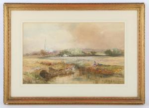 NAFTEL Paul Jacob,rural landscape with cathedral to background,1884,Ewbank Auctions 2022-09-22