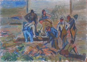 NAGLER Fred 1891-1983,impressionist men haying,Blackwood/March GB 2008-05-21