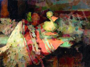 NAGY Oszkar 1883-1965,Still-Life with Striped Tablecloth,1955,Kieselbach HU 2022-12-20