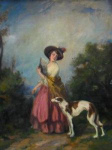 NAGY Vilmos 1874-1953,A lady and a lurcher in wooded landscape,Rosebery's GB 2009-09-08