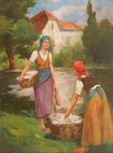 NAGY Vilmos 1874-1953,Laundresses at the River,Artmark RO 2023-11-15