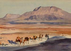NAHAPETIAN Y 1900-1900,Camels and man crossing the desert,1951,Quinn's US 2008-06-07