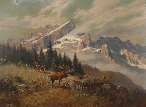 Nahl Hugo Wilhelm Arthur 1833-1889,Wild wohl im kalifornischen Gebirge,19th century,Wendl 2017-06-15