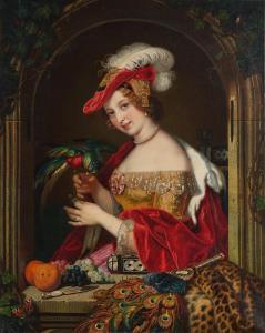 NAHL Karl 1818-1878,Lady with a Parrot,1849,Sotheby's GB 2023-10-06