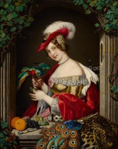 NAHL Karl 1818-1878,Lady with a Parrot,1850,Sotheby's GB 2022-01-29