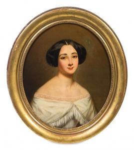 NAIGEON Jean Guillaume Elsidor 1797-1867,Portrait d'une jeune femme,1825,Hindman US 2017-10-16
