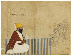NAINSUKH 1710-1778,On a dhurrie receiving company,Sotheby's GB 2015-10-06