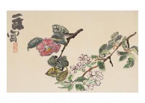 Nakagawa Kazumasa 1893-1991,CHERRY BLOSSOMS AND CAMELLIA,Ise Art JP 2023-09-23