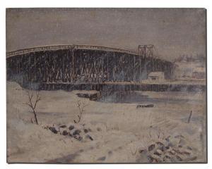 NAKAMURA Kanji 1887-1932,''Cottage Farm Bridge Never Again'',1926,Burchard US 2011-04-17