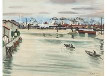 NAKANISHI Toshio,Harbour,1947,Mainichi Auction JP 2019-05-10