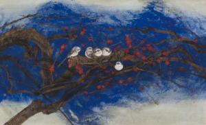 NAKANO Yoshiyuki,Red Plum Blossoms and Birds,Mainichi Auction JP 2023-01-13