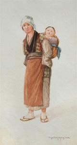 nakayama t 1800-1900,A Japanese Woman carring her Child,Cheffins GB 2009-03-26