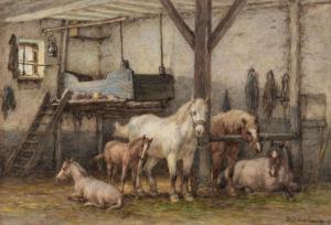 NAKKEN William Carel 1835-1926,Horses in the Barn,1905,AAG - Art & Antiques Group NL 2023-12-11
