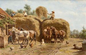 NAKKEN William Carel 1835-1926,Unloading the haycart,1910,Venduehuis NL 2023-05-25