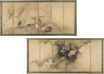 NAONOBU Kano 1607-1650,Dragon and tiger,Mainichi Auction JP 2022-01-14