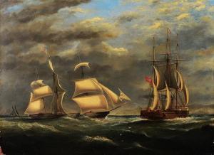NAPIER George Alexander,An American three master in full sail heads toward,1860,Mallams 2015-07-08