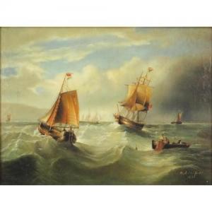 NAPIER George Alexander 1823-1869,Ships on choppy seas,Eastbourne GB 2020-01-04