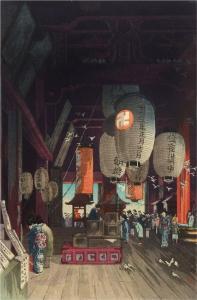 NARAZAKI Eisho 1864-1936,Inside the Asakusa Kannon Shrine,Burchard US 2019-11-17