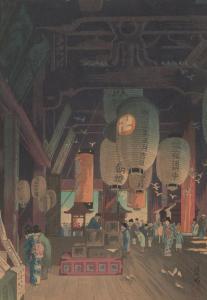 NARAZAKI Eisho 1864-1936,Interior of the Kannon Temple at Asakusa,Leonard Joel AU 2022-08-08