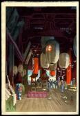 NARAZAKI Eisho 1864-1936,The Interior of Asakusa Temple,JWPPA US 2009-05-02