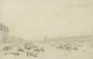 NASH Frederick 1782-1856,Grande Galerie du Louvre, Pont Royal et Quai Voltaire,Bonhams GB 2014-04-30