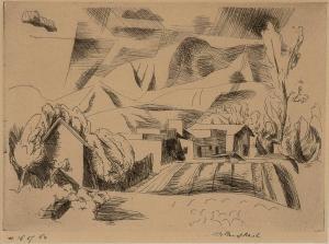 NASH Willard 1898-1943,Landscape, Santa Fe (Farm),1925,Santa Fe Art Auction US 2024-03-13