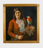 NASKE Frantisek Xaver 1884-1959,Girl with parrot,1927,Deutsch AT 2020-12-10