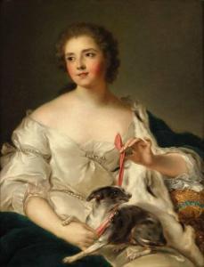 NATTIER Jean Marc 1685-1766,YOUNG LADY TYING A RIBBON AROUND HER DOG,Freeman US 2007-06-24