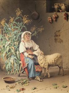 NATTINO Girolamo 1842-1913,Pastorella con pecora,Errico casa d'aste IT 2023-05-27
