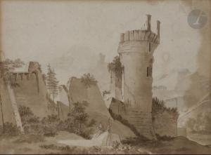 NAUDET Thomas Charles 1773-1810,Paysage avec un château en ruine,Ader FR 2021-01-27