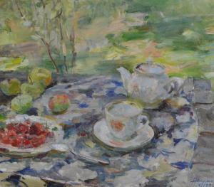 NAUMOVA Tamara Sergeevna 1923,Tea in the garden,1995,Burstow and Hewett GB 2011-12-14