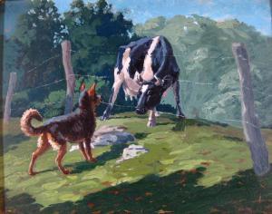 NAUWELAERTS Georges 1873-1939,Dog and Cow,1931,Litchfield US 2010-07-14