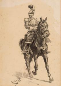 NAVARO GARCIA Roman 1854-1928,Militar a caballo,1891,Duran Subastas ES 2019-01-29