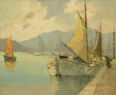 NAVELLI A,Mediterranean Harbour Scene with Figure Loading a Moored Boat,Keys GB 2009-10-09