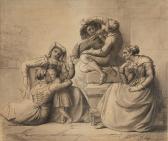 NAVEZ Francois Joseph 1787-1869,Terrasse mit Frauen, musizierenden Jünglin,1850,Auktionshaus Stuker 2009-11-28