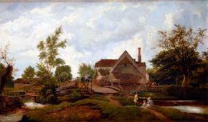 NAYSMYTH,rural landscape with children beside a river cross,Fieldings Auctioneers Limited 2007-09-08