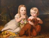 NEAGLE John 1796-1865,Emma and Owen Glendower Jones and Dog Fury,1847,Nadeau US 2022-04-30