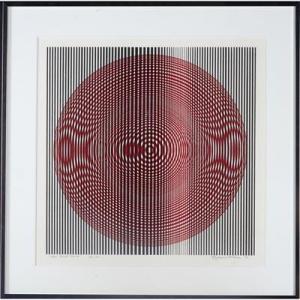 NEAL Reginald H. 1909-1992,Red Circle Moiré,1969,Rago Arts and Auction Center US 2017-09-24