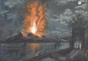 NEAPOLITAN SCHOOL,Figures watching Vesuvius erupt by night,Christie's GB 2013-09-12
