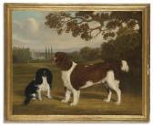 NEDHAM OF LEICESTER William,A TOY SPANIEL AND A SPRINGER SPANIEL IN A LANDSCAP,Sotheby's 2012-09-24