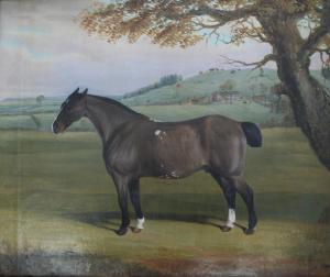 NEDHAM OF LEICESTER William 1823-1849,PUNCH, AGED 17, IN A LANDSCAPE, A HUNT ON A HI,1840,Lawrences 2011-04-15