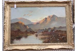 NEEDHAM Arthur,Highland View with an Angler fishing in a Loch,Tooveys Auction GB 2015-10-07