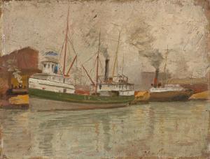 NEEDHAM JAMES BOLIVAR 1850-1931,Untitled (Chicago River Scene),1905,Swann Galleries US 2021-10-07