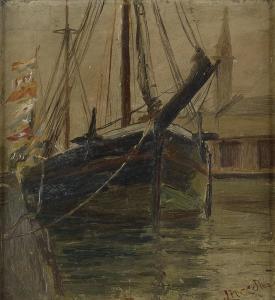 NEEDHAM JAMES BOLIVAR,Untitled (Sailboat on Chicago Waterfront).,1900,Swann Galleries 2014-02-13