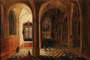 NEEFFS Pieter 1578-1661,A church interior with worshippers at prayer,Palais Dorotheum AT 2021-06-09