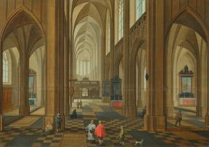 NEEFS Pieter II 1620-1675,Interior of the church,Galerie Koller CH 2024-03-22