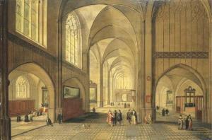 NEEFS Pieter II 1620-1675,The interior of a cathedral with elegant company,Christie's GB 2002-04-17