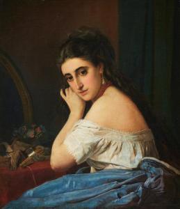 NEFF TIMOFEY 1805-1876,Portrait of a beauty in front of a mirror,1843,Uppsala Auction SE 2021-12-08