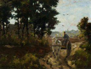 NEFKENS Jaap 1926-1999,Landscape with farmer and horse withcart,Glerum NL 2011-03-07